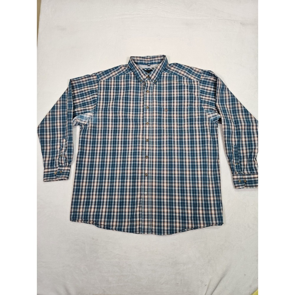 Ariat Pro Series Men's‎ XXL Long Sleeve Button Up Check Blue Plaid Western Shirt